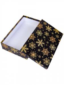 Коробка "Золотые снежинки на черном" 34*22*7 см КОР-1985