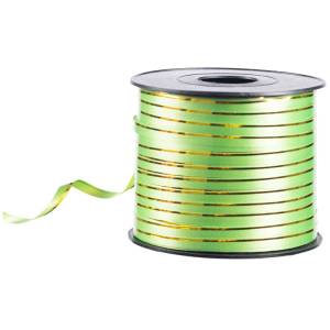 Лента c золотой полоской 5 мм*230 м Зеленая / 1302-1560