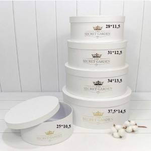 Коробка 31*12,5 см "THE SECRET GARDEN" круглая белый