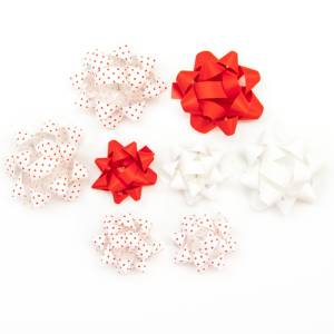 Бант-звезда, красный микс 5 см, 8 шт./17806