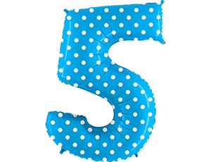 Цифра "5" -  Горошек на голубом /Grabo                     