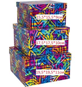 Коробка 17,5*17,5*10 см "Яркие узоры"