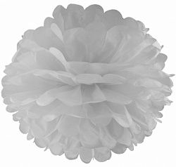 Помпон из бумаги 20 см (серебряный)