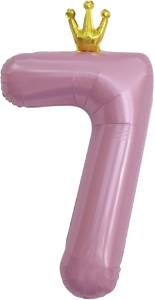 40" Цифра "7" Розовая, Золотая корона / Китай 131197