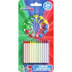 Свеча д/т Герои в масках (24шт) с держателями, 6см 33034