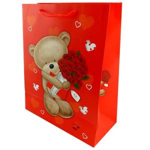 Пакет Мишка c букетом 26*32*12 / 1362-1L