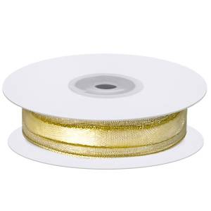 Лента Органза 4 полосы 2 см.*22.85 м Айвори/Золото / LD205