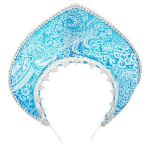 Кокошник-ободок "Узоры" голубой / 1501-6865