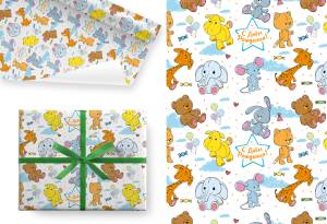 Упак. бумага "Плюшевые игрушки" 100*70 см, 5 листов /Ч45055