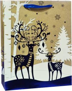 Пакет "Новогодние олени" Синий 24*18*9/210709S2