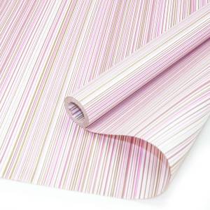 Крафт-бумага Многоцвет.полоски Малиновый/Белый 0,5*8,23 м./18383