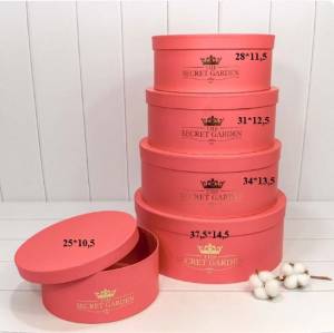 Коробка 34*13,5 см "THE SECRET GARDEN" круглая коралловый