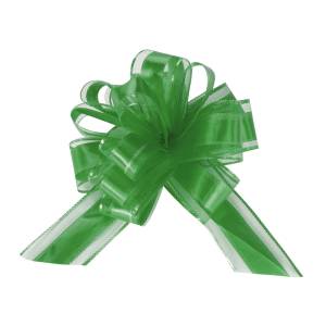 Текстильный бант-шар Широкая полоса, Зеленый 15 см./ 6233483