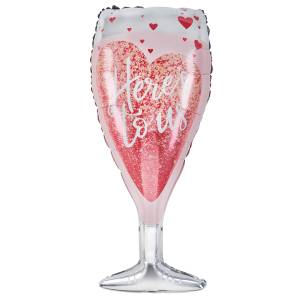 36" Бокал, Сверкающие сердца, розовый / Китай 20387