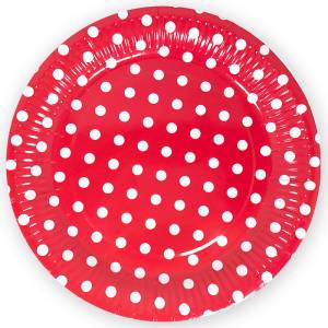 Тарелка  "Точки красные" 9", 6 шт.