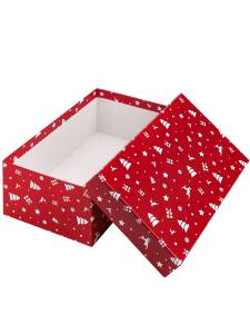 Коробка "Елки на красном" 15*10*5 см.