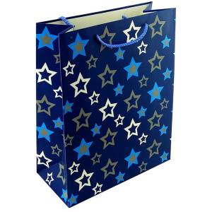 Пакет Звезды на синем 26*32*12 см. / 017-B-WKA