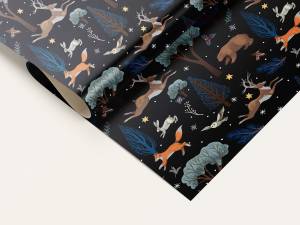 Бумага упак. "Зимняя ночь в лесу" 70*100 см (10 листов) /УБ-6519