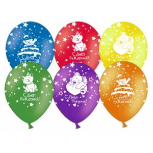 С Днем Рождения (милые животные), пастель 12" (Китай) 