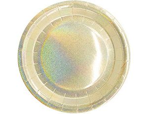 Тарелка гологр золотая 23см 6шт 1502-4077