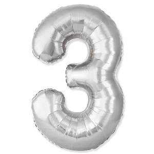 Цифра "3" - SLIM серебро / Flexmetal