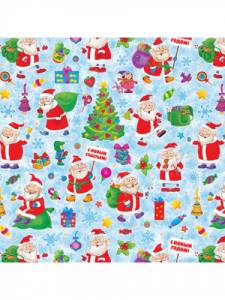 Бумага упак. Дедушка Мороз 70*100см (10 листов)/УБ-3218