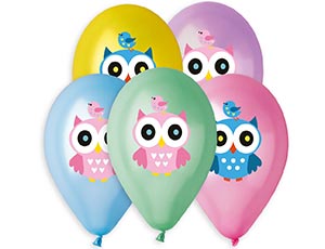 Совушка 5цв метал с рисунком /Ит 14" 1103-1807