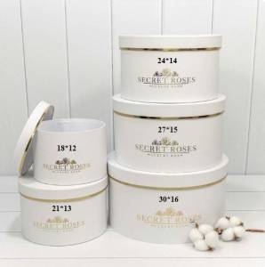 Коробка Цилиндр 24*14 см "SECRET ROSES" Белая