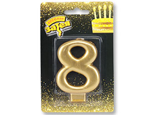 Свеча-цифра "8" Золотая 8 см / 1502-2841