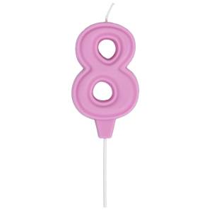 Свеча -цифра "8" Праздник розовая пастель 6 см / 1502-6672