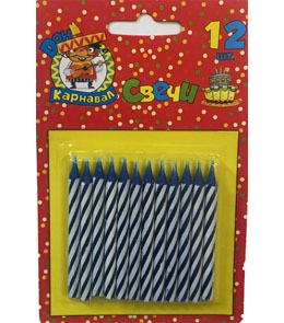 Свечи для торта голубые 12 шт