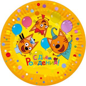 Тарелка "Три кота" Веселый День Рождения 18 см 6 шт. / 6014988