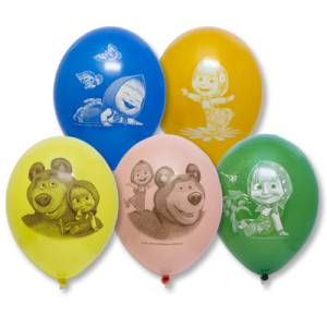 Набор шаров рис Маша и Медведь 30 см 5 шт