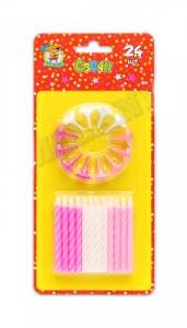 Свечи д/торта с подст. "Розовая гамма" 24 шт.