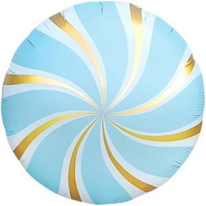 18" Круг, Леденец голубой/золото сатин (Китай) / 26808