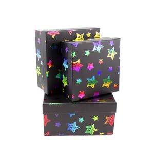 Коробка 19*19*9,5 см "Звезды на черном"