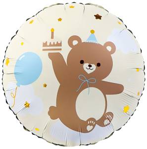 18" Круг, Мишка с кексиком, Кремовый 27149