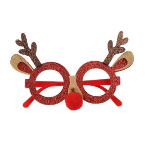 Карнавальные очки Оленьи рожки с носиком, красный/коричневый / 6232278