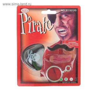 Набор "Пирата"(наглазник,усы,шрам,клипса) 332245