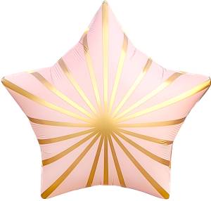 18" Звезда, Золотые грани, розовый сатин (Китай) / 26867