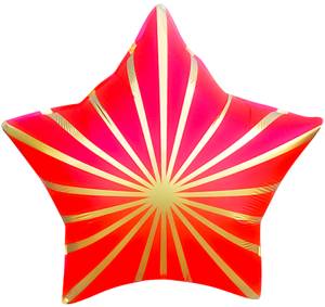 18" Звезда, Золотые грани, красный сатин (Китай) / 26870