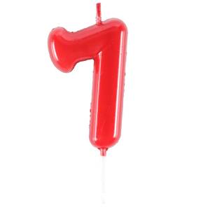 Свеча-цифра "7" Красная 4,5 см / 1502-6871