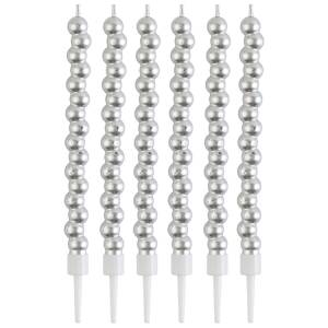 Свечи "Пузыри" серебро 12 см. 6 шт. / 1502-6726