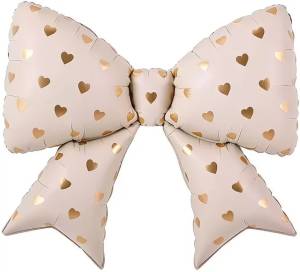 38" Бант сердечки, кремовый / Китай 27781