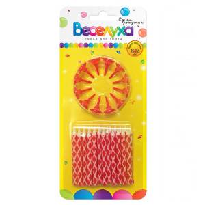 Свеча д/т Ромбик красные с держателями / 620006,08