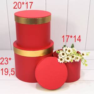 Коробка Цилиндр 20*17 Красный с зол каймой
