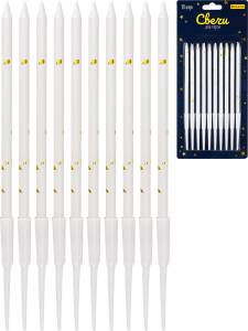 Свечи для торта на подставках "Праздничный всплеск" 0.4*10,5+4,5 см, 10 шт, белые/С-2046