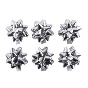 Бант-звезда, серебро металлик 7,6 см., 6 шт. / 6231059