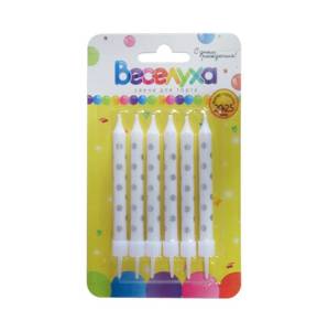 Свечи Серебряные точки с держат/183548