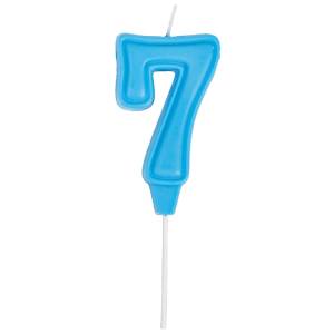 Свеча -цифра "7" Праздник голубая пастель 6 см / 1502-6661